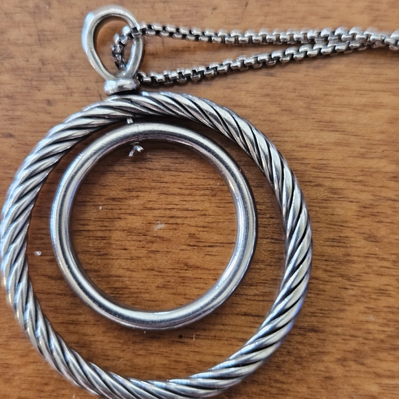 DAVID YURMAN DOUBLE CIRCLE INFINITY PENDANT CHAIN NECKLACE 925 SILVER - Picture 2 of 7